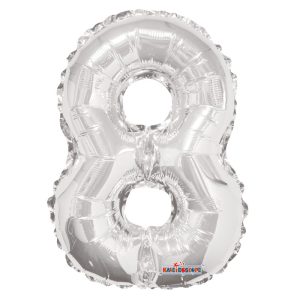 Silver Number 8 Balloon (14 inch)