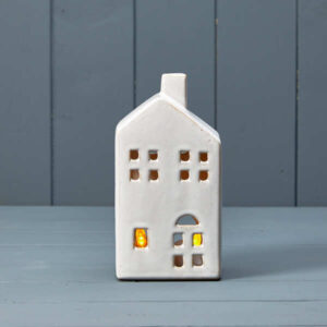 Ceramic house tealight with reactive glaze 8.5x6.3x16.7cm  Weight-460g